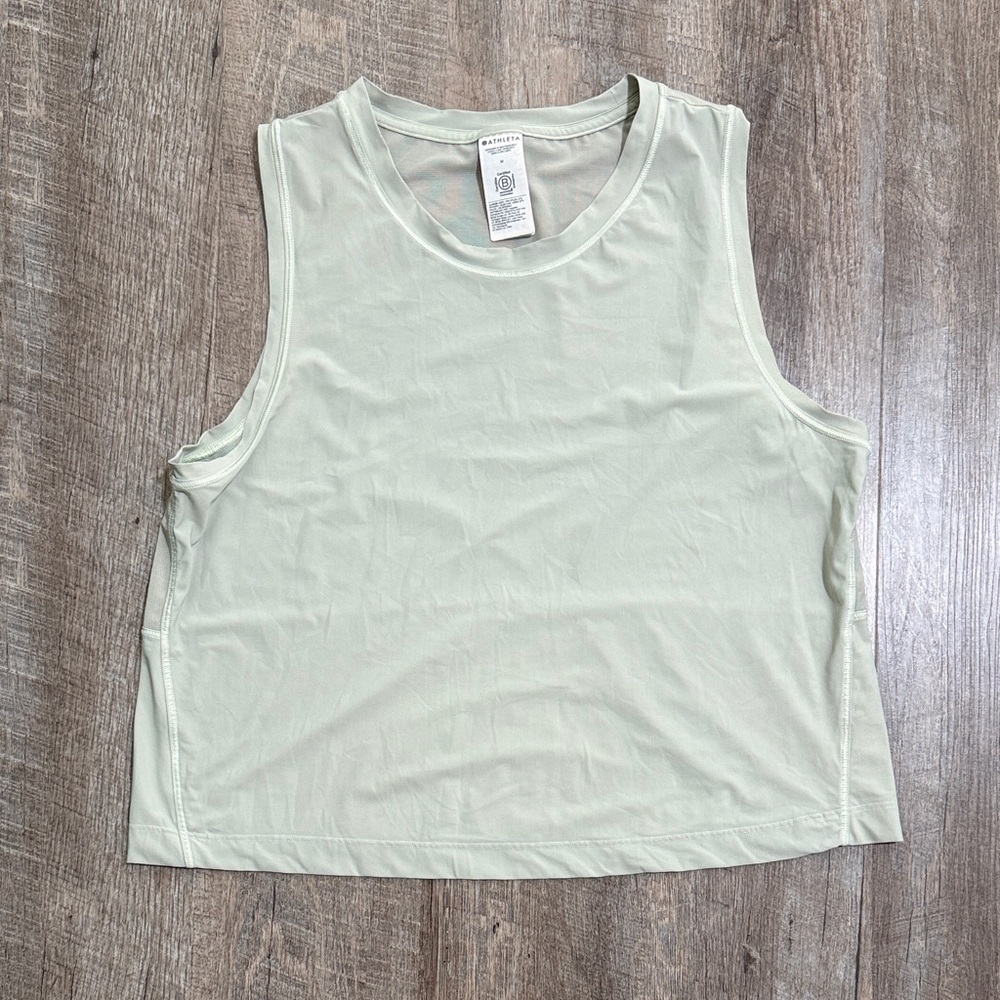 Athleta cropped mesh workout Women's Tank Top - Light Green